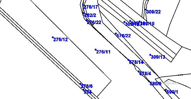 Parcela st. 276/11 v KÚ Touchovice, Katastrální mapa