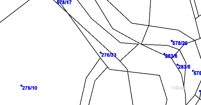 Parcela st. 276/23 v KÚ Touchovice, Katastrální mapa