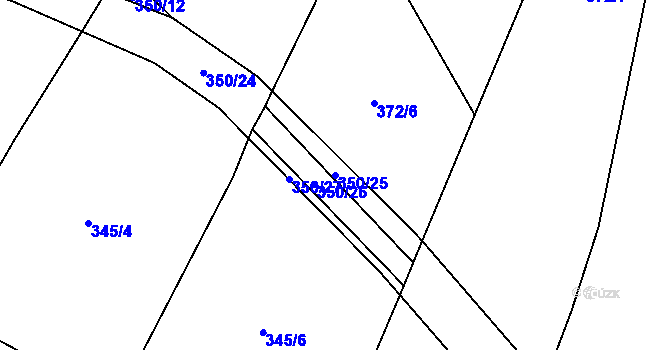 Parcela st. 350/25 v KÚ Touchovice, Katastrální mapa