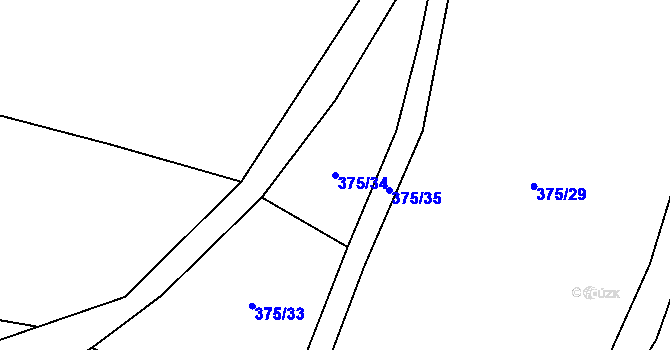 Parcela st. 375/34 v KÚ Touchovice, Katastrální mapa