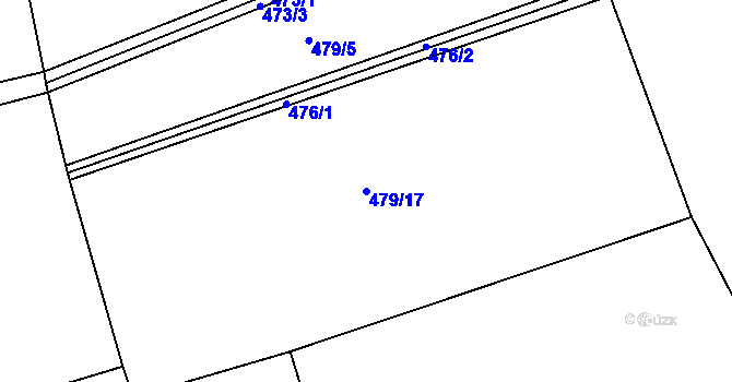 Parcela st. 479/17 v KÚ Touchovice, Katastrální mapa