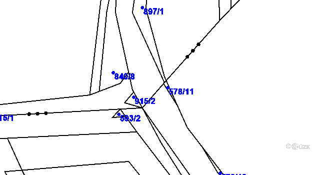 Parcela st. 578/11 v KÚ Touchovice, Katastrální mapa
