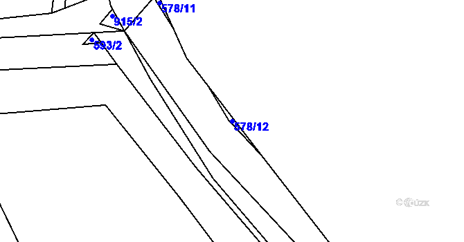 Parcela st. 578/12 v KÚ Touchovice, Katastrální mapa