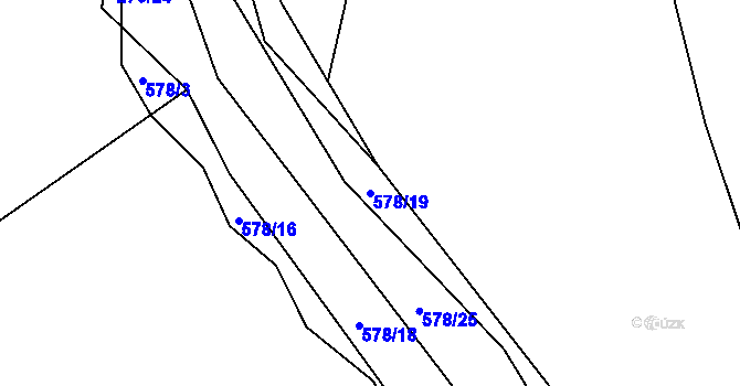 Parcela st. 578/19 v KÚ Touchovice, Katastrální mapa