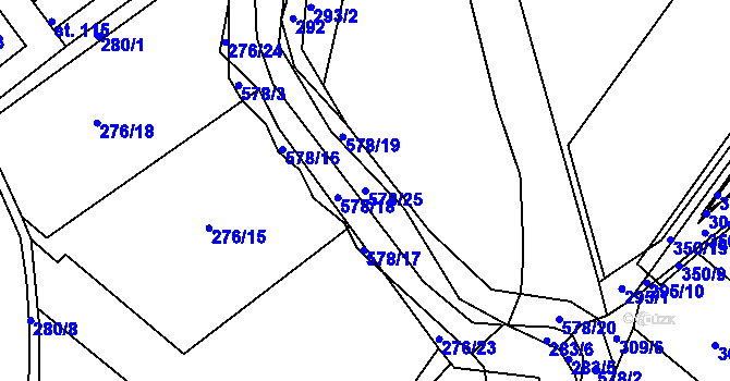 Parcela st. 578/25 v KÚ Touchovice, Katastrální mapa