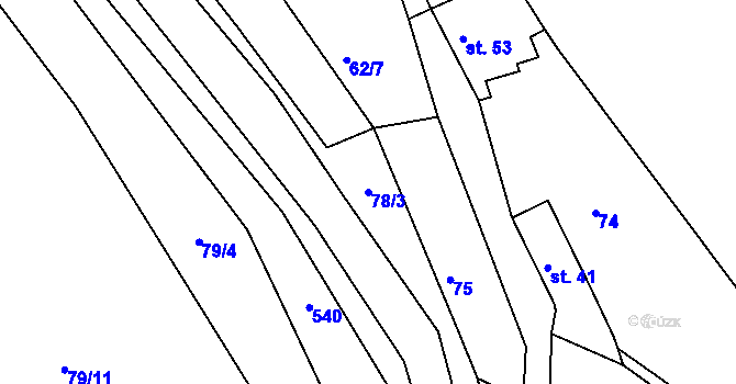 Parcela st. 78/3 v KÚ Touchovice, Katastrální mapa