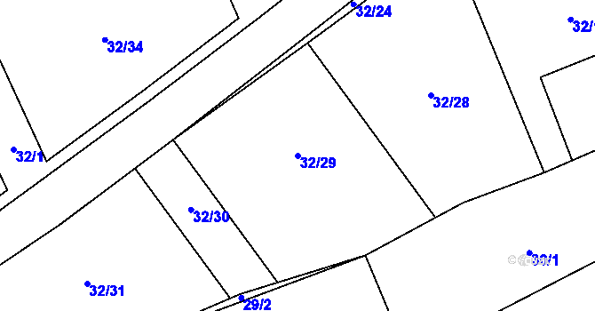 Parcela st. 32/29 v KÚ Touchovice, Katastrální mapa