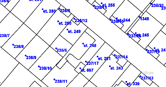 Parcela st. 248 v KÚ Lázně Toušeň, Katastrální mapa