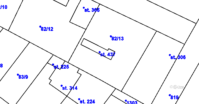 Parcela st. 437 v KÚ Lázně Toušeň, Katastrální mapa