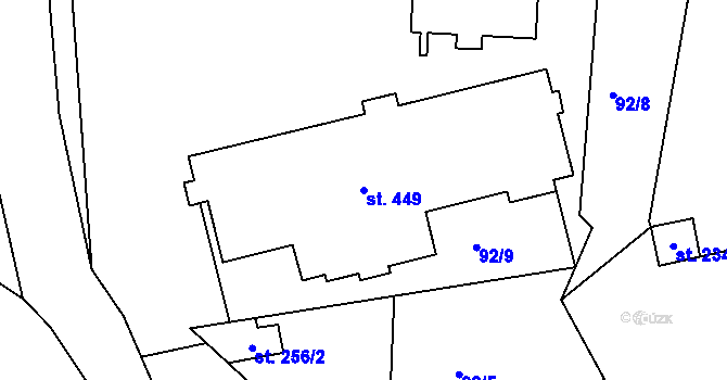 Parcela st. 449 v KÚ Lázně Toušeň, Katastrální mapa