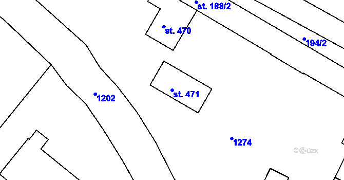 Parcela st. 471 v KÚ Lázně Toušeň, Katastrální mapa
