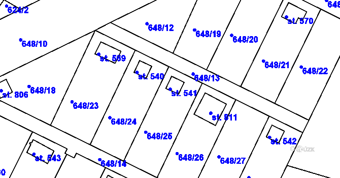Parcela st. 541 v KÚ Lázně Toušeň, Katastrální mapa