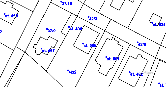 Parcela st. 595 v KÚ Lázně Toušeň, Katastrální mapa