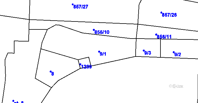 Parcela st. 9/1 v KÚ Lázně Toušeň, Katastrální mapa