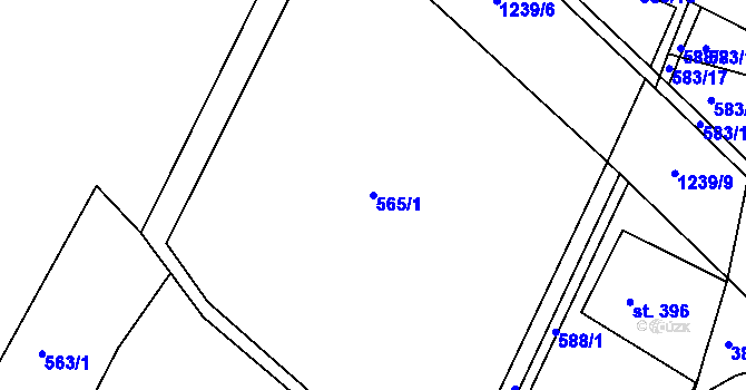 Parcela st. 565/1 v KÚ Lázně Toušeň, Katastrální mapa