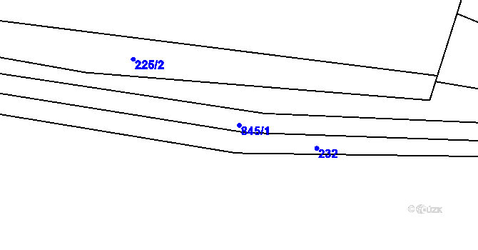 Parcela st. 845/1 v KÚ Lázně Toušeň, Katastrální mapa