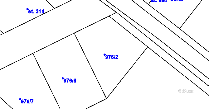 Parcela st. 976/2 v KÚ Lázně Toušeň, Katastrální mapa