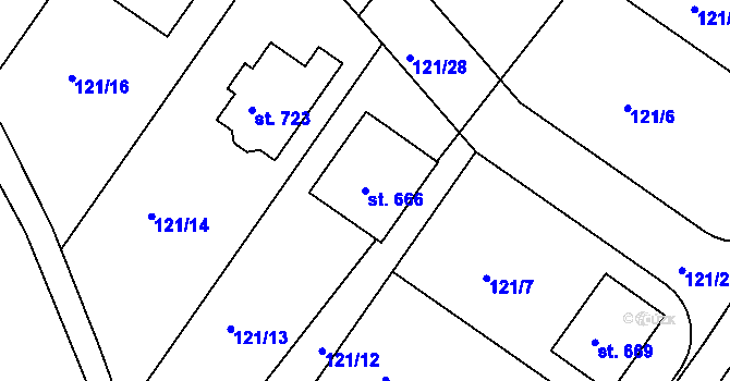 Parcela st. 666 v KÚ Lázně Toušeň, Katastrální mapa