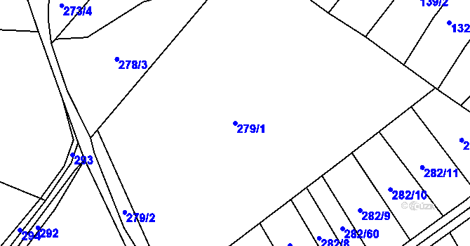 Parcela st. 279/1 v KÚ Lázně Toušeň, Katastrální mapa