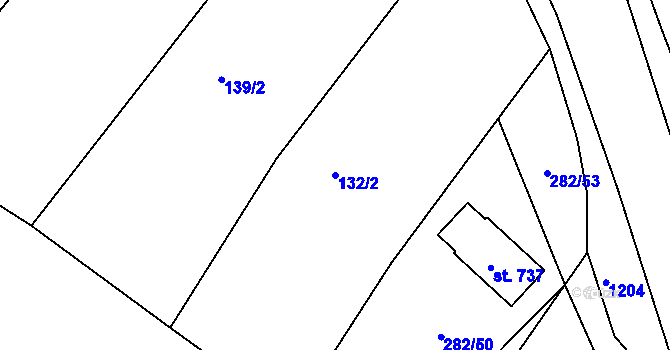 Parcela st. 132/2 v KÚ Lázně Toušeň, Katastrální mapa