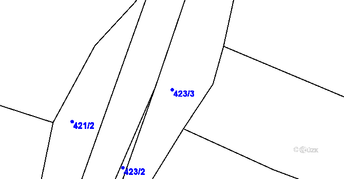 Parcela st. 423/3 v KÚ Lázně Toušeň, Katastrální mapa