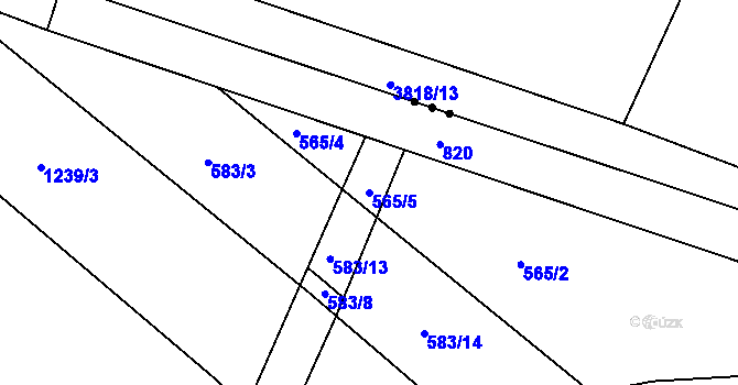 Parcela st. 565/5 v KÚ Lázně Toušeň, Katastrální mapa