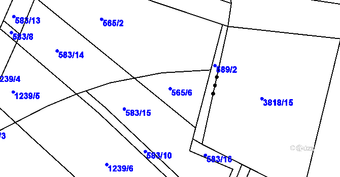 Parcela st. 565/6 v KÚ Lázně Toušeň, Katastrální mapa