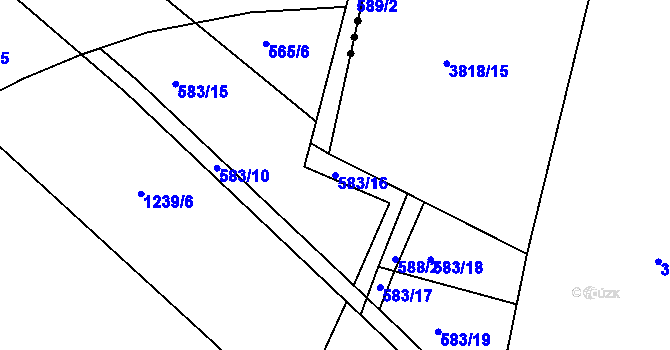 Parcela st. 583/16 v KÚ Lázně Toušeň, Katastrální mapa