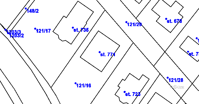 Parcela st. 771 v KÚ Lázně Toušeň, Katastrální mapa