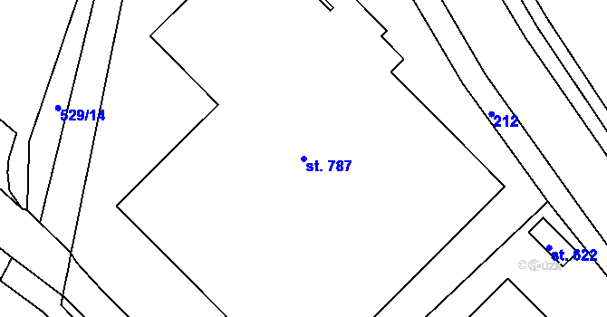 Parcela st. 787 v KÚ Lázně Toušeň, Katastrální mapa