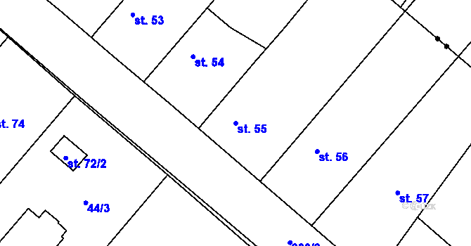 Parcela st. 55 v KÚ Mlékovice, Katastrální mapa