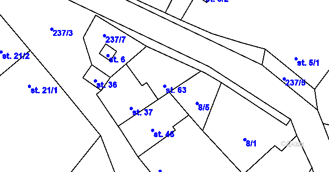 Parcela st. 63 v KÚ Mlékovice, Katastrální mapa