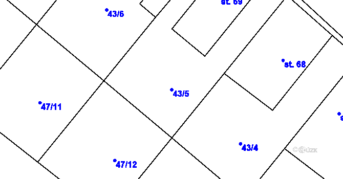 Parcela st. 43/5 v KÚ Mlékovice, Katastrální mapa