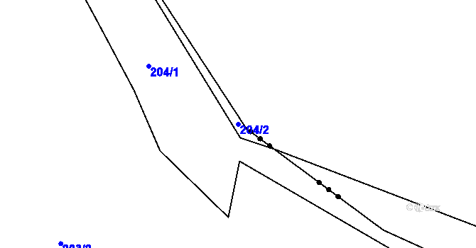 Parcela st. 204/2 v KÚ Mlékovice, Katastrální mapa