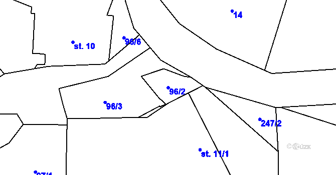 Parcela st. 96/2 v KÚ Mlékovice, Katastrální mapa