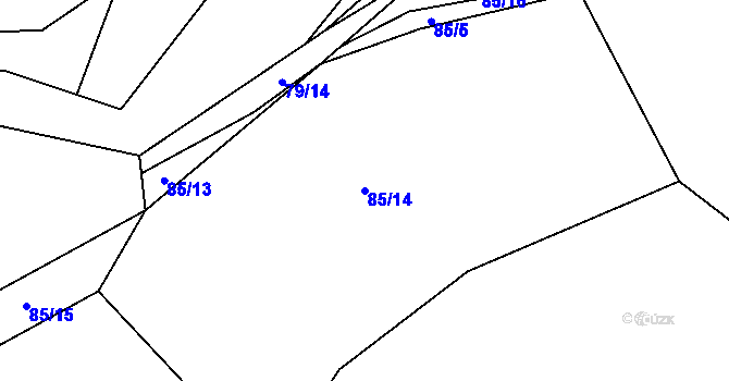 Parcela st. 85/14 v KÚ Toušice, Katastrální mapa