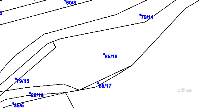 Parcela st. 85/18 v KÚ Toušice, Katastrální mapa