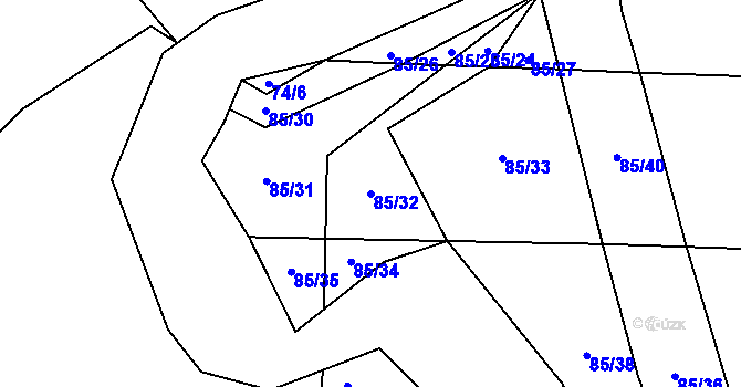 Parcela st. 85/32 v KÚ Toušice, Katastrální mapa