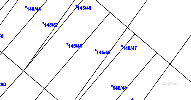 Parcela st. 145/58 v KÚ Toušice, Katastrální mapa