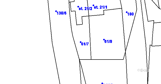 Parcela st. 61/7 v KÚ Touškov, Katastrální mapa