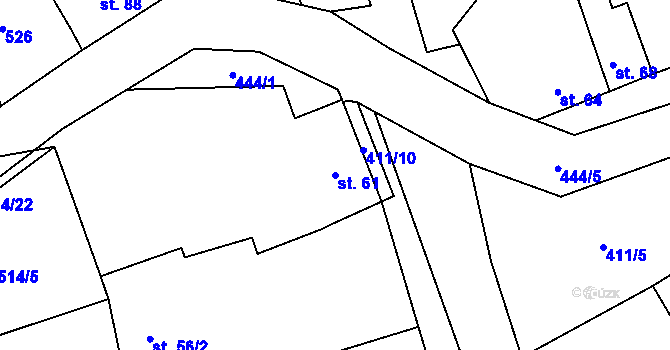 Parcela st. 61 v KÚ Donín, Katastrální mapa
