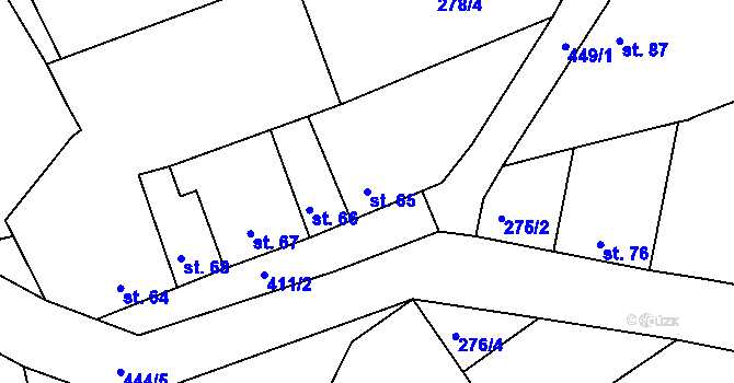 Parcela st. 65 v KÚ Donín, Katastrální mapa