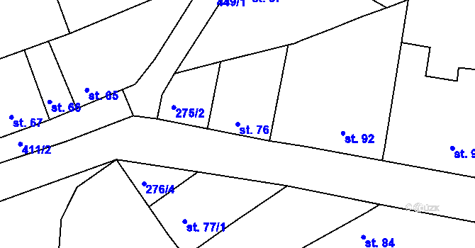 Parcela st. 76 v KÚ Donín, Katastrální mapa
