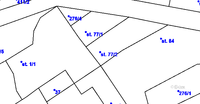 Parcela st. 77/2 v KÚ Donín, Katastrální mapa