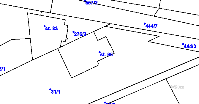 Parcela st. 96 v KÚ Donín, Katastrální mapa