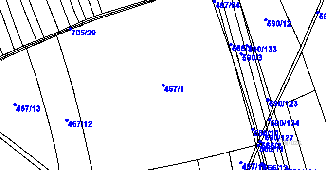 Parcela st. 467/1 v KÚ Donín, Katastrální mapa