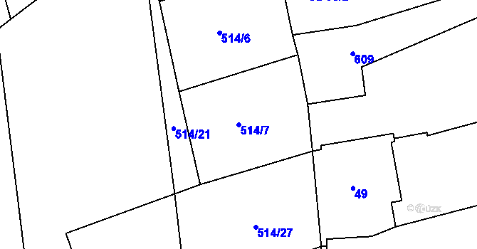 Parcela st. 514/7 v KÚ Donín, Katastrální mapa