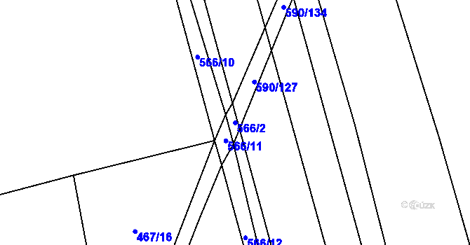 Parcela st. 566/2 v KÚ Donín, Katastrální mapa