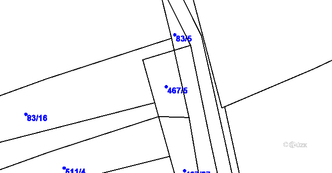 Parcela st. 467/5 v KÚ Donín, Katastrální mapa