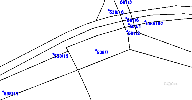 Parcela st. 538/7 v KÚ Donín, Katastrální mapa